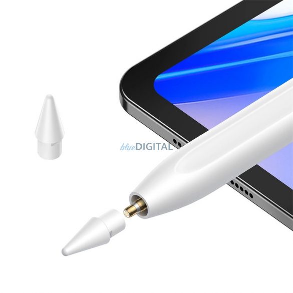 Stylus cu vârf activ Baseus Smooth Writing 2 pentru iPad cu cablu USB-C și vârf înlocuibil - alb