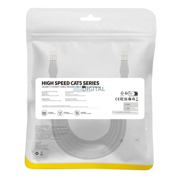 Cablu Ethernet Baseus High Speed ​​​​Cat 5 RJ-45 1000Mb/s 8m rotund - negru