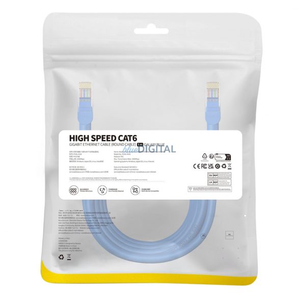 Cablu Ethernet Baseus High Speed ​​​​Cat 6 RJ-45 1000Mb/s rotund 5m - albastru