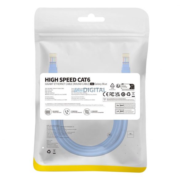 Baseus High Speed Cat 6 RJ-45 1000Mb/s cablu Ethernet 3m rotund - albastru