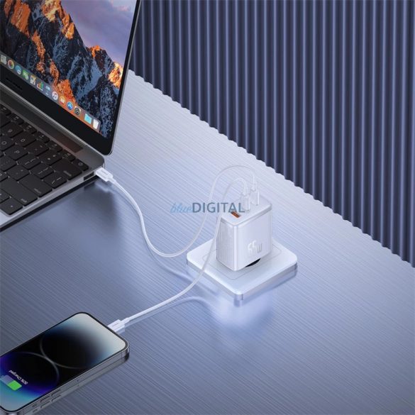 Încărcător Baseus Cube Pro 65W GaN 2x USB-C USB-A - alb