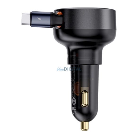 Încărcător auto Baseus Enjoyment Pro USB-C (femă) / USB-C (masculin) 60W - negru