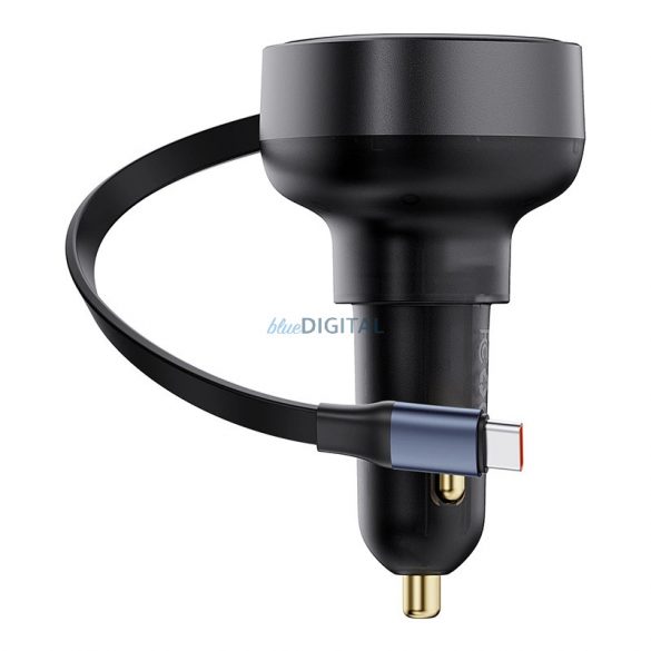 Încărcător auto Baseus Enjoyment Pro USB-C (femă) / USB-C (masculin) 60W - negru