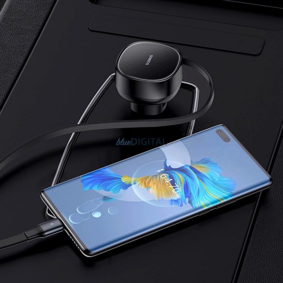 Încărcător auto Baseus Enjoyment Pro USB-C (femă) / USB-C (masculin) 60W - negru