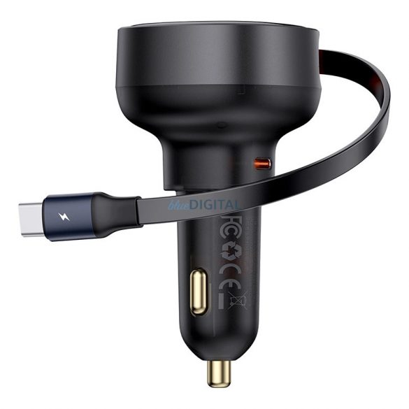 Încărcător auto Baseus Enjoyment Pro USB-C (femă) / USB-C (masculin) 60W - negru