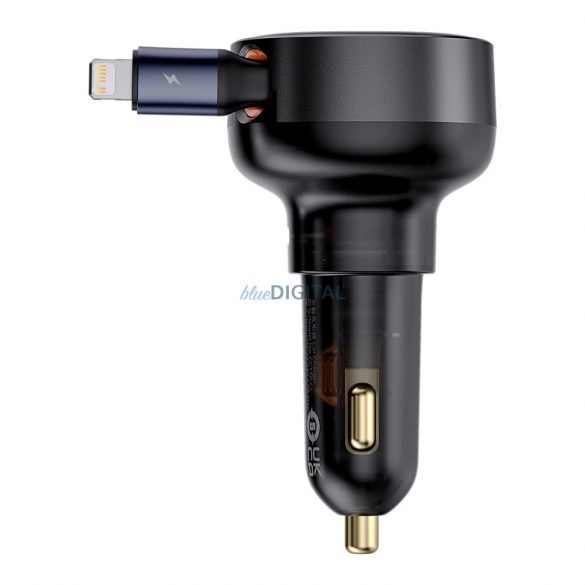 Încărcător auto Baseus Enjoyment Pro USB-C (femă) / Lightning (masculin) 60W - negru