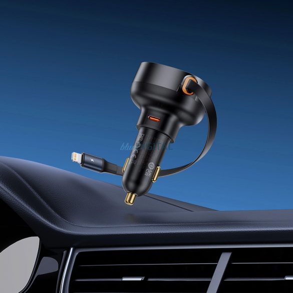 Încărcător auto Baseus Enjoyment Pro USB-C (femă) / Lightning (masculin) 60W - negru