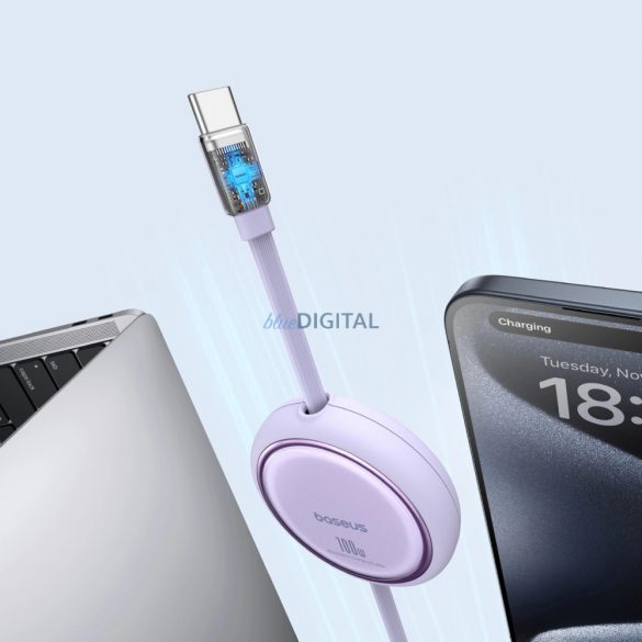 Baseus Free2Draw Mini USB-C - cablu retractabil USB-C 100W 1m - violet