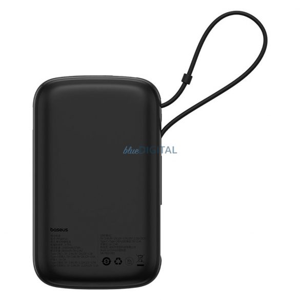 Powerbank Baseus Qpow Pro+ 10000mAh 22,5W cu cablu USB-C încorporat și afișaj - negru