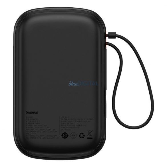 Powerbank Baseus Qpow Pro+ 20000mAh 22,5W cu cablu USB-C încorporat și afișaj - negru