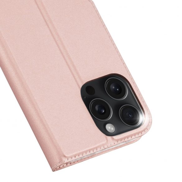 Etui Dux Ducis Skin Pro pe iPhone 16 Pro cu clapką i miejscem na kartę - różowe