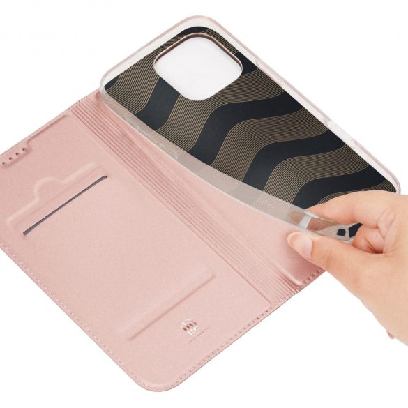 Etui Dux Ducis Skin Pro pe iPhone 16 Pro Max cu ajutorul unui card - różowe