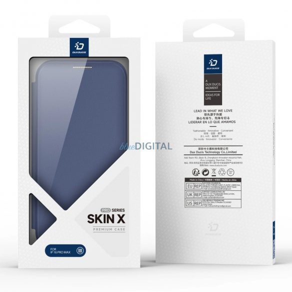 Dux Ducis Skin X Pro MagSafe caz carte pentru iPhone 16 Pro Max - albastru