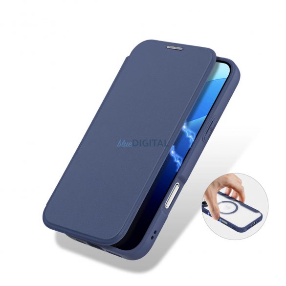 Dux Ducis Skin X Pro MagSafe caz carte pentru iPhone 16 Pro Max - albastru