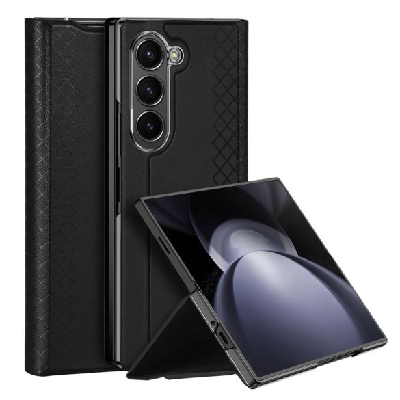 Husa din piele Dux Ducis Brill pentru Samsung Galaxy Z Fold 6 cu clapa si slot pentru card - neagra