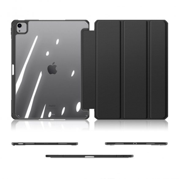 Husă Dux Ducis Toby cu clapă și suport pentru iPad Air 13" 2024 / iPad Pro 12.9" 2018-2022 - neagră