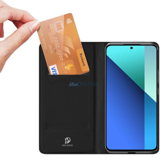 Husa Dux Ducis Skin Pro cu clapa si slot pentru card pentru Xiaomi Redmi Note 13 4G - neagra