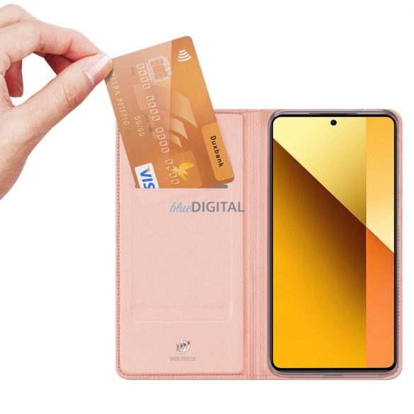 Husă Dux Ducis Skin Pro cu clapă și slot pentru card pentru Xiaomi Redmi Note 13 5G - roz