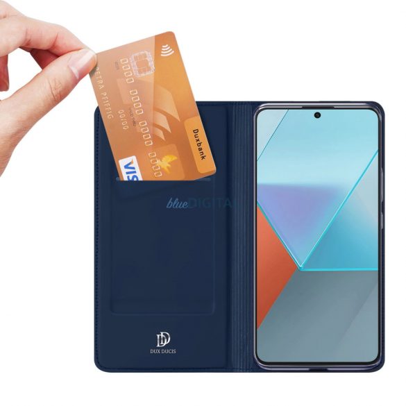 Husă Dux Ducis Skin Pro cu clapă și slot pentru card pentru Xiaomi Redmi Note 13 Pro 5G - albastru