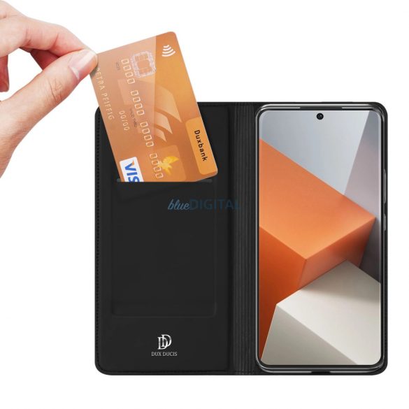 Husă Dux Ducis Skin Pro cu clapă și slot pentru card pentru Xiaomi Redmi Note 13 Pro+ 5G - neagră