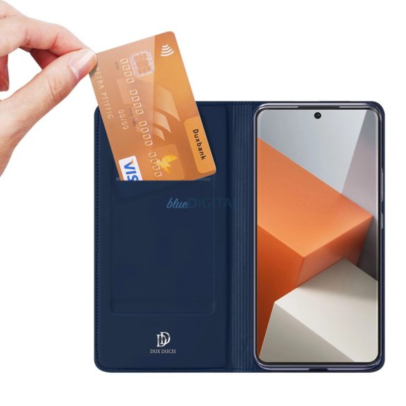 Husă Dux Ducis Skin Pro cu clapetă și slot pentru carduri pentru Xiaomi Redmi Note 13 Pro+ 5G - albastru