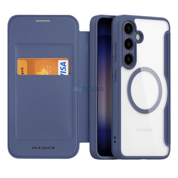 Husa Dux Ducis Skin X Pro pentru Samsung S24 cu inel magnetic si clapa - albastra