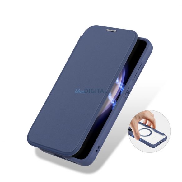 Husa Dux Ducis Skin X Pro pentru Samsung S24 cu inel magnetic si clapa - albastra