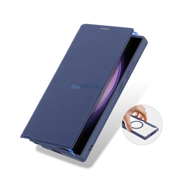 Husa Dux Ducis Skin X Pro pentru Samsung S24 Ultra cu inel magnetic si clapa - albastra