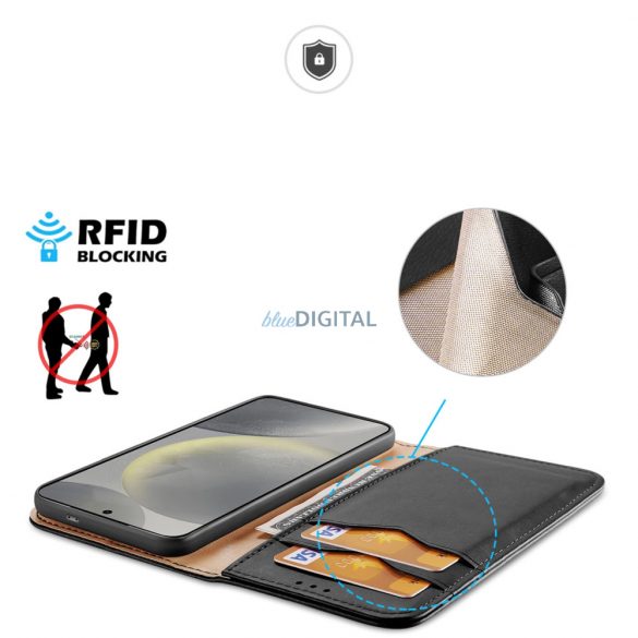 Husă Dux Ducis Hivo cu clapetă și blocare RFID pentru Samsung Galaxy S24 - negru