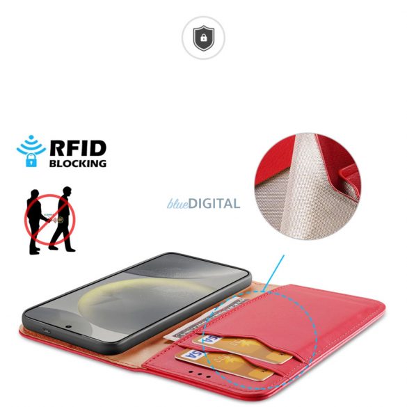 Husa Dux Ducis Hivo cu clapa si blocator RFID pentru Samsung Galaxy S24 - rosie