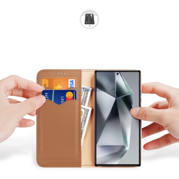 Husa Dux Ducis Hivo cu clapa si blocator RFID pentru Samsung Galaxy S24 Ultra - maro