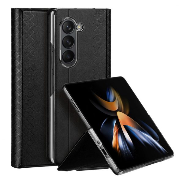 Husă portofel din piele Dux Ducis Bril pentru Samsung Galaxy Z Fold5 5G - neagră