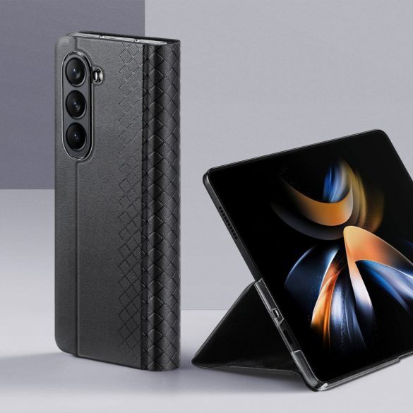 Husă portofel din piele Dux Ducis Bril pentru Samsung Galaxy Z Fold5 5G - neagră