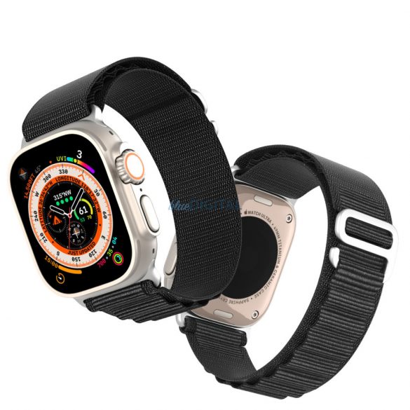 Curea cu cataramă sport pentru Apple Watch 9/8/7/6/SE/5/4/3/2/1 (41, 40, 38 mm) Curea Dux Ducis Versiune GS - Negru