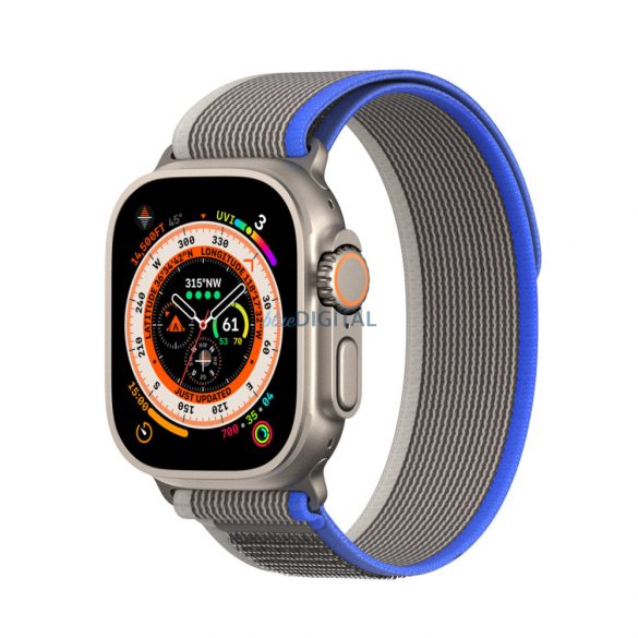 Curea sport Velcro pentru Apple Watch 9 / 8 / 7 / 6 / SE / 5 / 4 / 3 / 2 / 1 (38, 40, 41 mm) Curea Dux Ducis Versiune YJ - albastru-gri