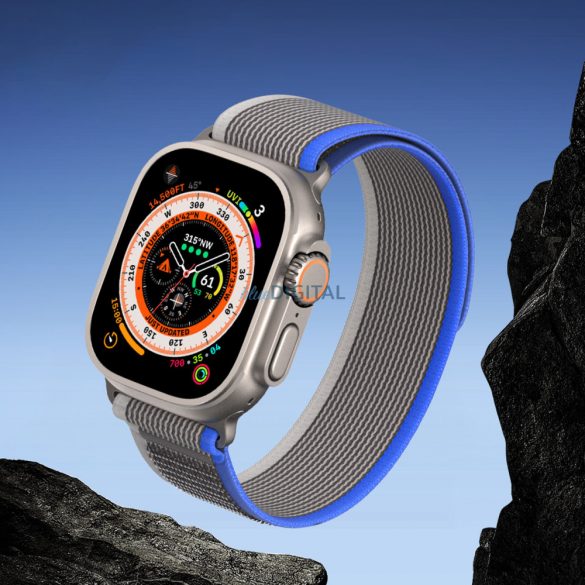 Curea sport Velcro pentru Apple Watch 9 / 8 / 7 / 6 / SE / 5 / 4 / 3 / 2 / 1 (38, 40, 41 mm) Curea Dux Ducis Versiune YJ - albastru-gri