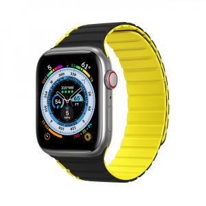 Curea magnetică Apple Watch SE, 9, 8, 7, 6, 5, 4, 3, 2, 1 (41, 40, 38 mm) Dux Ducis (versiunea LD) - negru și galben