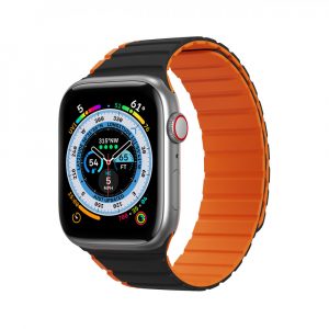 Curea magnetică Apple Watch SE, 9, 8, 7, 6, 5, 4, 3, 2, 1 (41, 40, 38 mm) Dux Ducis (versiunea LD) - negru și portocaliu