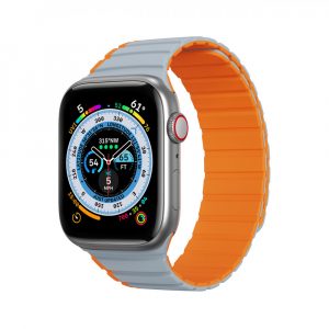 Curea magnetică Apple Watch SE, 9, 8, 7, 6, 5, 4, 3, 2, 1 (41, 40, 38 mm) Dux Ducis (versiunea LD) - gri-portocaliu