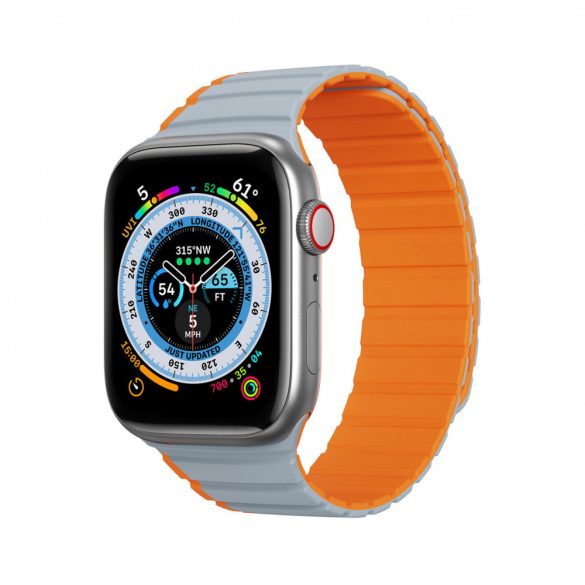 Curea magnetică Apple Watch SE, 9, 8, 7, 6, 5, 4, 3, 2, 1 (41, 40, 38 mm) Dux Ducis (versiunea LD) - gri-portocaliu