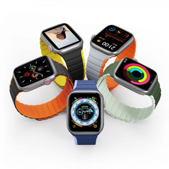 Curea magnetică Apple Watch SE, 9, 8, 7, 6, 5, 4, 3, 2, 1 (41, 40, 38 mm) Dux Ducis (versiunea LD) - gri-portocaliu