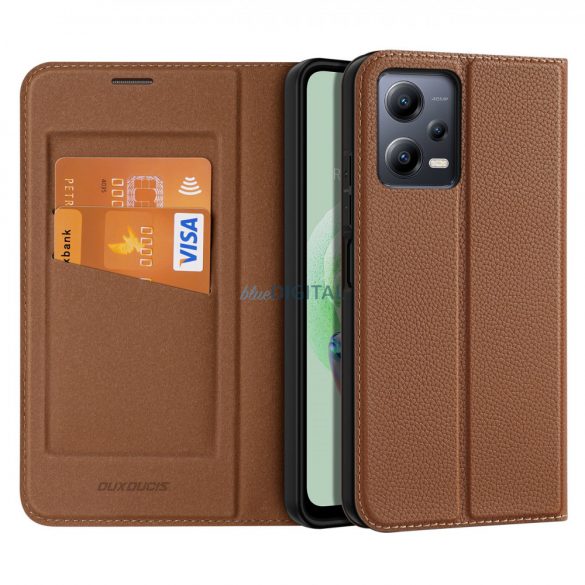 Husa Dux Ducis Skin X2 pentru Xiaomi Redmi Note 12 5G / Poco X5 5G Husa Flip Wallet Stand Maro