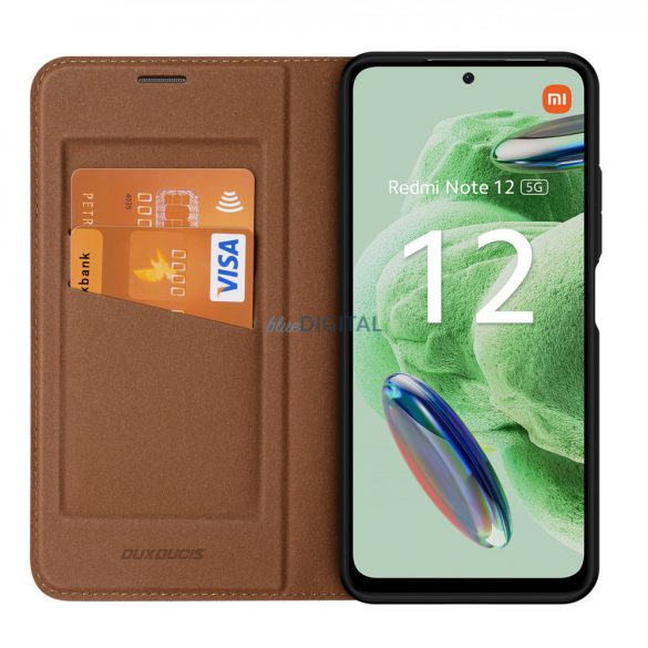 Husa Dux Ducis Skin X2 pentru Xiaomi Redmi Note 12 5G / Poco X5 5G Husa Flip Wallet Stand Maro