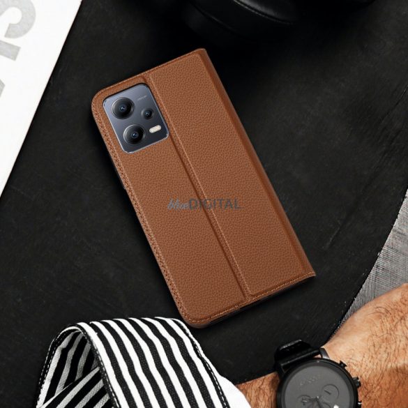 Husa Dux Ducis Skin X2 pentru Xiaomi Redmi Note 12 5G / Poco X5 5G Husa Flip Wallet Stand Maro