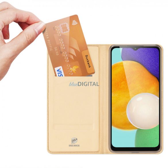 Husă Dux Ducis Skin Pro pentru Samsung Galaxy A14 5G Flip Card Wallet Stand Aur