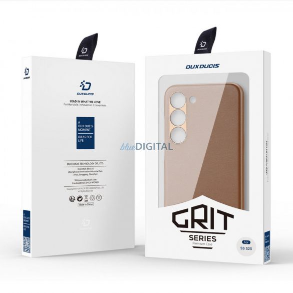 Husa Dux Ducis Grit pentru Samsung Galaxy S23 husa eleganta din piele artificiala maro