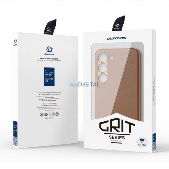 Husa Dux Ducis Grit pentru Samsung Galaxy S23+ husa eleganta din piele artificiala MagSafe maro