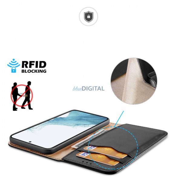 Dux Ducis Hivo husă Samsung Galaxy S23+ flip husă portofel stand RFID blocker negru