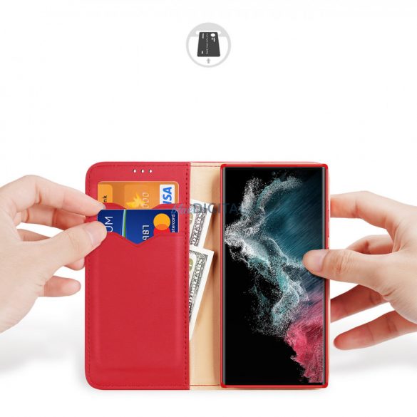 Dux Ducis Hivo husă Samsung Galaxy S23 Ultra Husă cu flip portofel stand RFID blocarea roșu