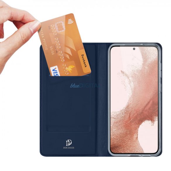 Husă Dux Ducis Skin Pro pentru Samsung Galaxy S23 flip Husă card wallet stand albastru